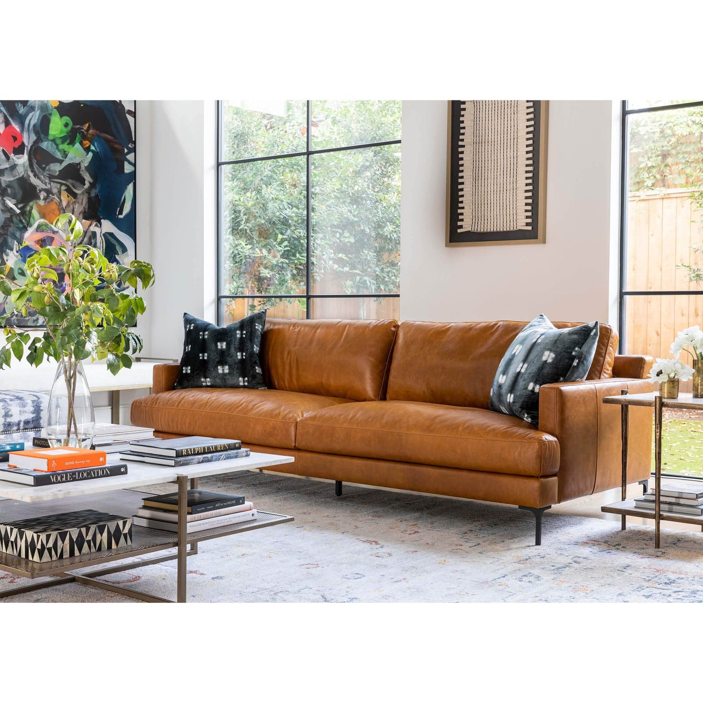 Ansel Leather Sofa, Oil Buffalo Camel Sofas