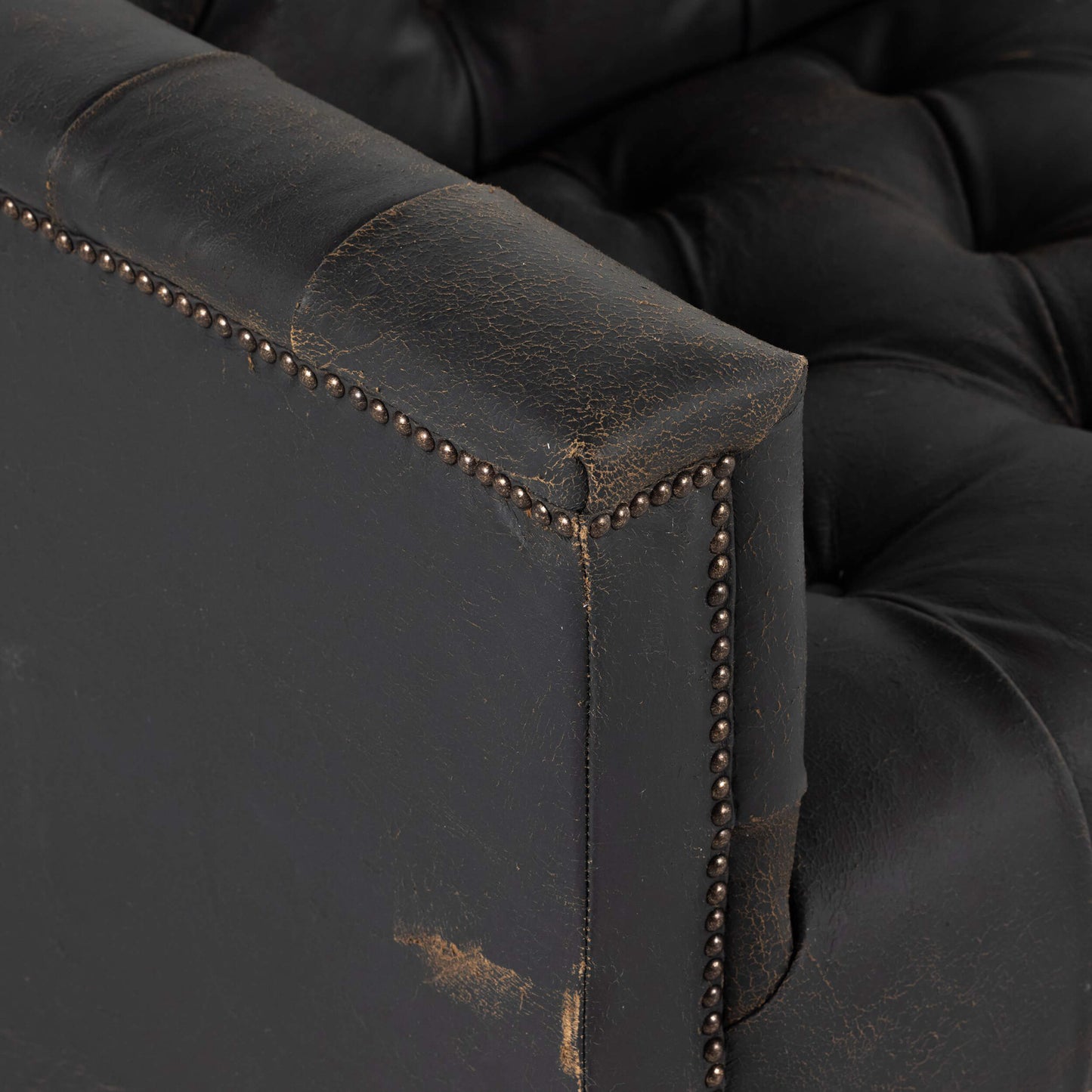 Maxx Leather Sofa, Destroyed Black by Four Hands Sofas