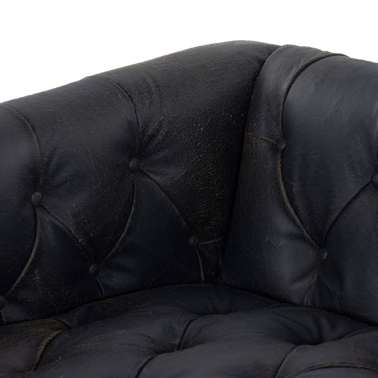 Maxx Leather Sofa, Destroyed Black by Four Hands Sofas