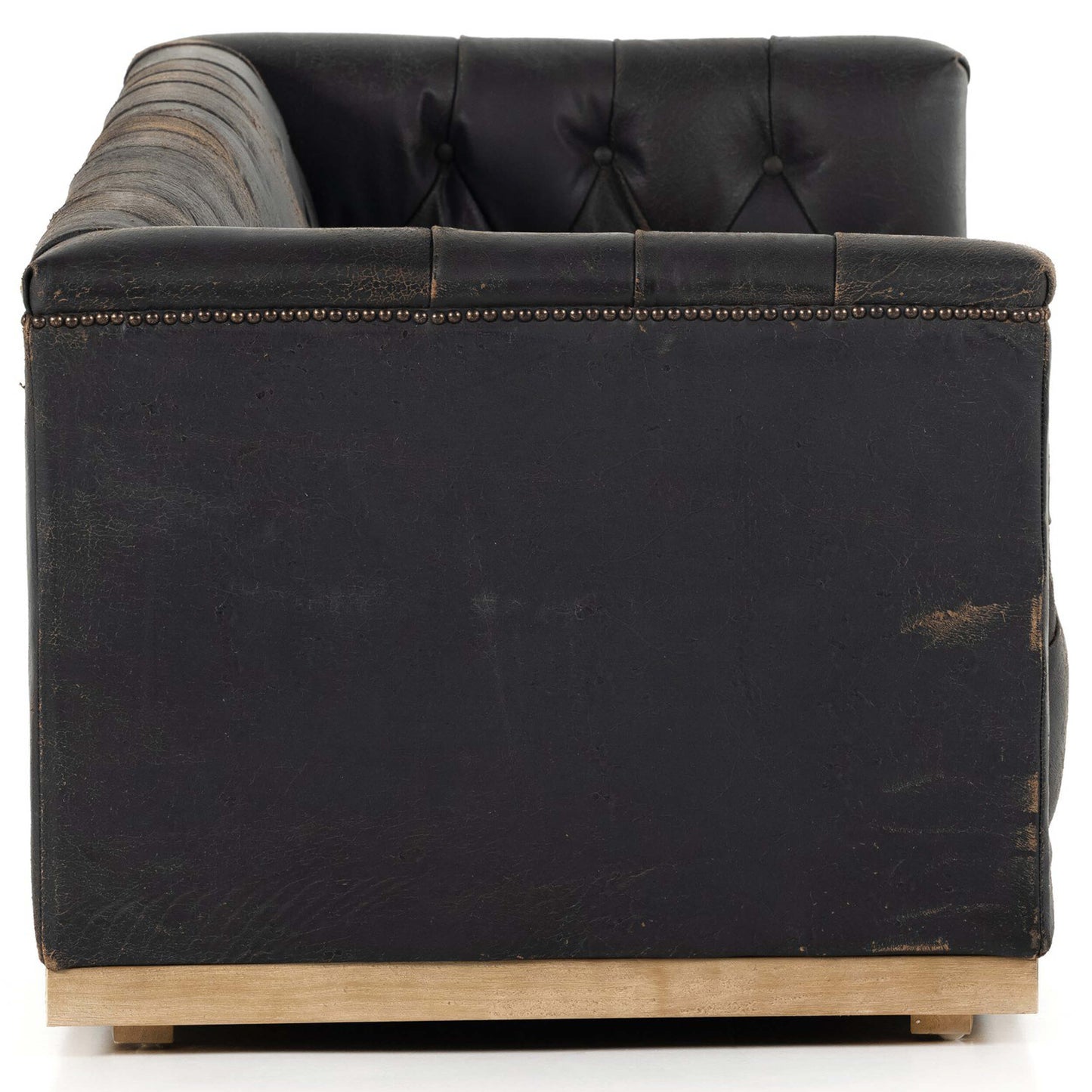 Maxx Leather Sofa, Destroyed Black by Four Hands Sofas