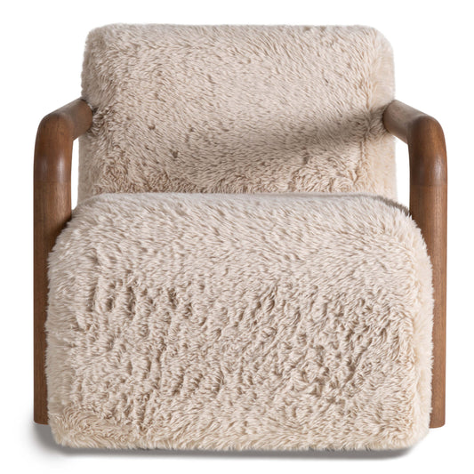 Muir Swivel Chair, Furry Vanilla Chairs