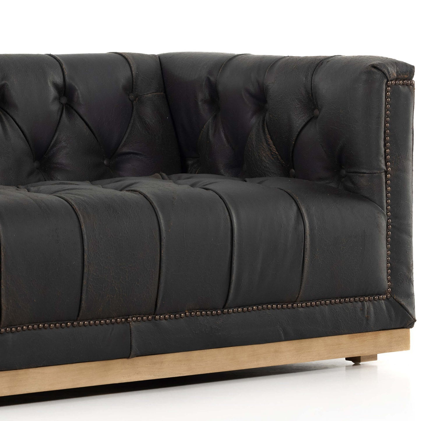 Maxx Leather Sofa, Destroyed Black by Four Hands Sofas