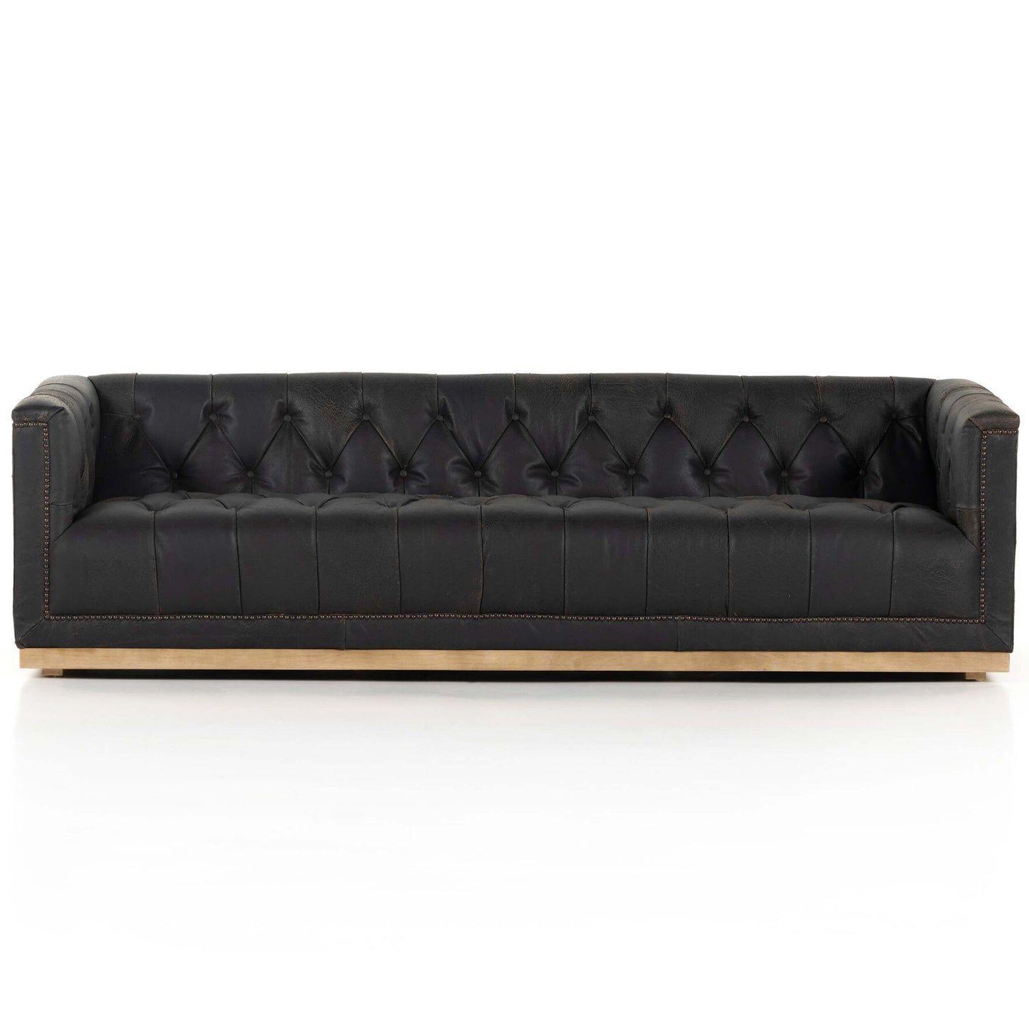 Maxx Leather Sofa, Destroyed Black by Four Hands Sofas