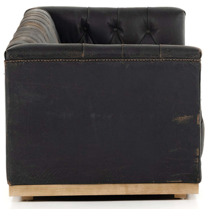 Maxx Leather Sofa, Destroyed Black by Four Hands Sofas