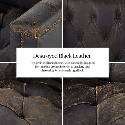 Maxx Leather Sofa, Destroyed Black by Four Hands Sofas