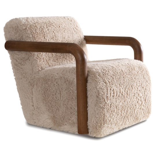 Muir Swivel Chair, Furry Vanilla Chairs